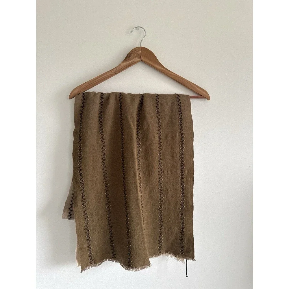 ✿ BAJRA Cashmere Silk Scarf Camel Handmade Nepal Designer Wrap
